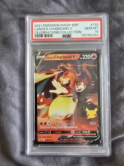 PSA 10 - 2021 Black Star Celebrations Collection Lance's Charizard V #SWSH133 - Image 1