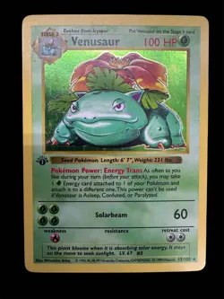 Pokemon TCG 1st Edition Shadowless Venusaur Base Set 15/102 Holo Rare - Image 1