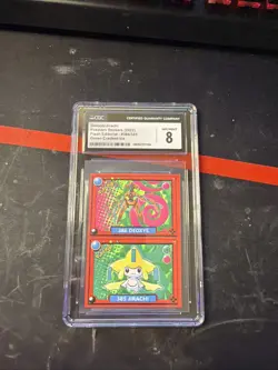 POKEMON POKEDEX Sticker #385-386 JIRACHI / DEOXYS 2022 PERU Blue Foil CGC 8 - Image 1