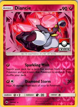 Diancie - 94/147 (Pokemon League) 094/147 Pokemon TCG NM Reverse Holo - Image 1