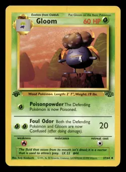 Gloom 37/64 Uncommon Jungle 1st Edition WOTC Pokemon MP - Image 1