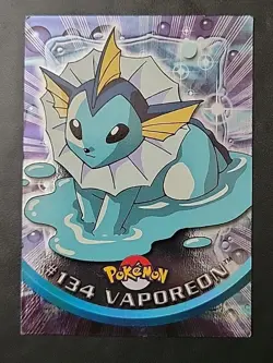 DMG! HOLO Foil Vaporeon #134 Pokemon Topps Series 3 Blue Label Tv Animation Ed - Image 1