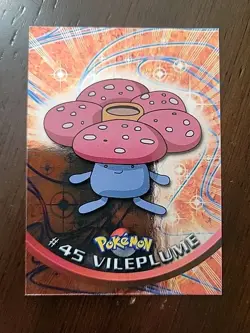 LP! UK Print 🇬🇧 HOLO Foil Vileplume #45 Topps Pokemon Series 1 TV Blue Logo - Image 1