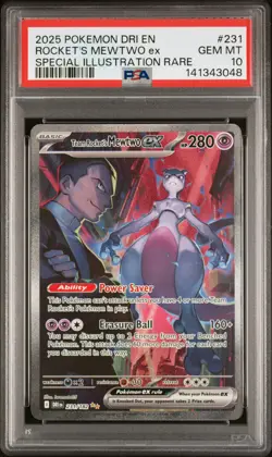 2025 POKEMON DRI EN-DESTINED RIVALS #231 TEAM ROCKET'S MEWTWO EX PSA 10 - Image 1
