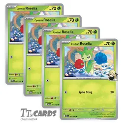 Cynthia's Roselia 007/182 x4 Playset 4x - Pokemon SV Destined Rivals DRI - Image 1