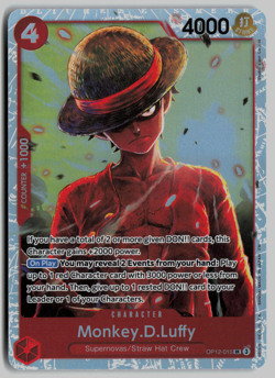 Monkey.D.Luffy OP12-015 SR ONE PIECE TCG Card Game NM - Image 1