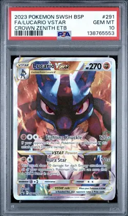 PSA 10 Lucario VSTAR SWSH291 Pokemon Crown Zenith Black Star Promo Card - Image 1