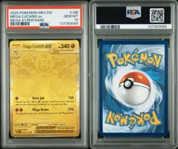Pokemon Meg Evolution Mega Hyper Rare Card #188 Mega Lucario EX, PSA 10 - Image 3