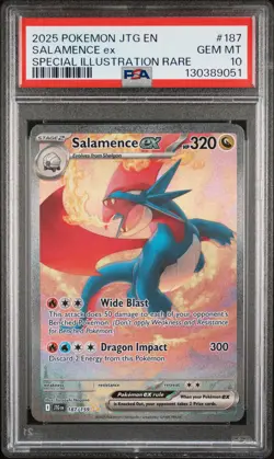 2025 POKEMON JTG EN-JOURNEY TOGETHER #187 SALAMENCE EX PSA 10 - Image 1