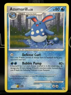 Azumarill - 18/130 - Rare non holo LP Diamond & Pearl Pokemon 2007 - Image 3