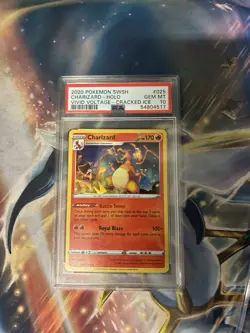 2020 Pokemon SWSH Charizard- Holo #025 Vivid Voltage- Cracked Ice PSA 10 - Image 2