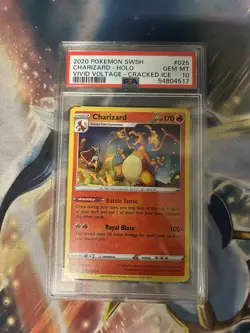 2020 Pokemon SWSH Charizard- Holo #025 Vivid Voltage- Cracked Ice PSA 10 - Image 3