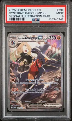 2025 POKEMON DRI EN-DESTINED RIVALS #232 CYNTHIA'S GARCHOMP EX PSA 9 - Image 1