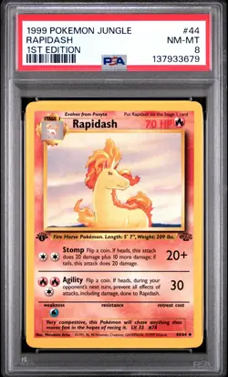 1999 POKEMON JUNGLE 1ST ED #44 RAPIDASH PSA 8 - Image 1