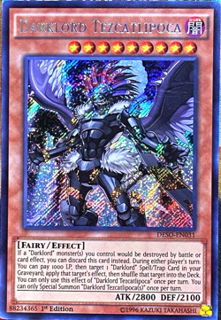 Darklord Tezcatlipoca - DESO-EN031 Secret Rare 1st Edition YuGiOh TCG Card - Image 1