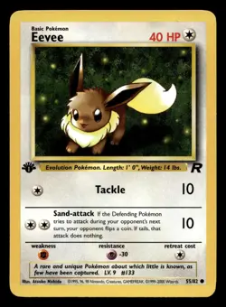 Eevee 55/82 Common Team Rocket 1st Edition WOTC Pokemon LP - Image 1