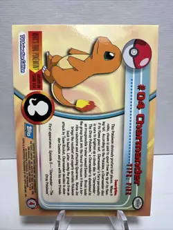 Pokemon 1999 Charmander #04 Topps Holo Card 1st Printing Blue Logo NM - Image 2