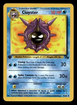 Cloyster 32/62 Uncommon Fossil 1st Edition WOTC Pokemon LP - Image 1