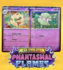 Cottonee MEP018, Whimsicott MEP019 Phantasmal Flames Black Star Promos PokemonNM - Image 1