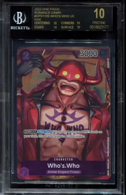 Who's Who OP01-109 BGS 10 Black Label Romance Dawn One Piece Card - Image 1
