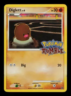 Pokemon Card Diglett 11/16 lv.6 Rumble Wii Nintendo Promo Rare Vintage NM 2009 - Image 1