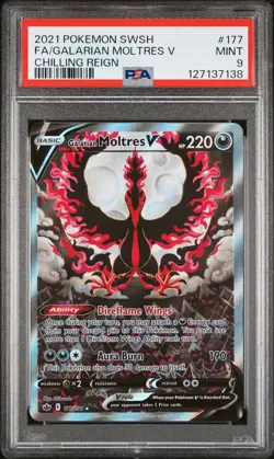 2021 POKEMON SWORD & SHIELD CHILLING REIGN FULL ART/GALARIAN MOLTRES V PSA 9 - Image 1