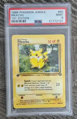 Pokemon Card 60/64 Pikachu 1st Edition Jungle English - PSA 9 NEW CERT - Image 1
