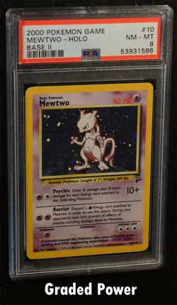 Pokemon Base Set 2 Mewtwo PSA 8 Holo (1586) 10/130 - Image 1
