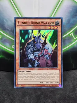 Yugioh Fiendish Rhino Warrior OP02-EN005 Super Rare NM - Image 1