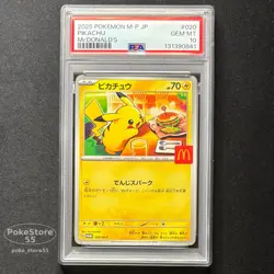 PSA 10 GEM MINT Pikachu 020/M-P 2025 McDonald’s Promo Japanese Pokemon Card - Image 1