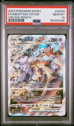 Pokemon Mewtwo VSTAR GG44/GG70 Full Art Crown Zenith PSA 10 - Image 1