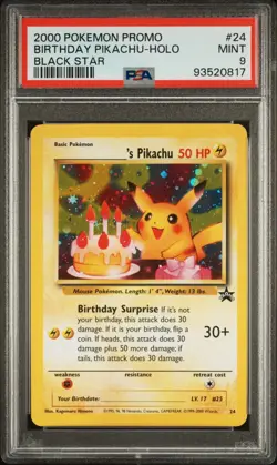 2000 POKEMON PROMO BLACK STAR #24 BIRTHDAY PIKACHU-HOLO PSA 9 - Image 1