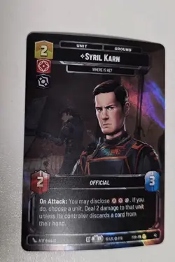 Star Wars Unlimited Syril Karn Promo Card Sector Tilburg Europe SWU SEC Set 6 - Image 1