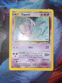 Pokemon TCG Espeon Holo Neo Discovery Unlimited 1/75 Holo Rare LP Double Swirl - Image 3