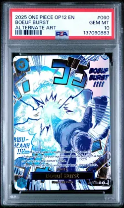 2025 ONE PIECE OP12-060 LEGACY OF THE MASTER BOEUF BURST EVENT ALT ART PSA 10 - Image 1