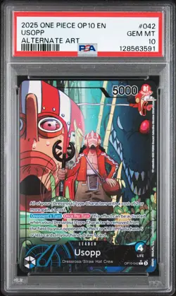 One Piece TCG Usopp OP10-042 Leader Alternative Art PSA 10 - Image 1