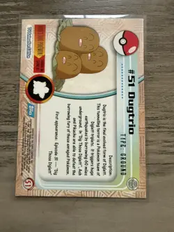 Dugtrio #51 - BLUE Logo - NON-HOLO - Series 1 - TOPPS Pokemon Cards - LP - Image 2