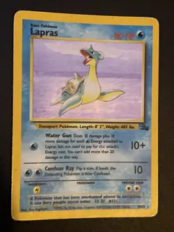 Pokemon Card TCG Lapras 10/62 Holo Rare Fossil Unlimited Edition Played - Image 1