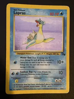 Pokemon Card TCG Lapras 10/62 Holo Rare Fossil Unlimited Edition Played - Image 2