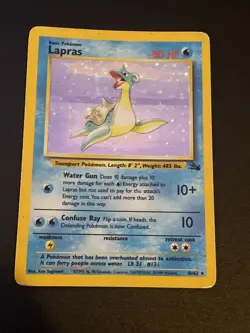 Pokemon Card TCG Lapras 10/62 Holo Rare Fossil Unlimited Edition Played - Image 3