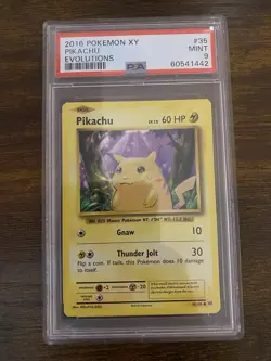 2016 Pokemon XY Evolutions PIKACHU Non Holo #35/108 PSA 9 MINT Card! - Image 1