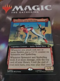 Mtg. Spinneret and Spiderling. Foil Extended Art. Marvel's Spider-Man. Nm - Image 1