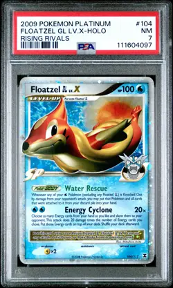 2009 POKEMON PLATINUM RISING RIVALS FLOATZEL GL LV.X #104 PSA 7 NM #111604097 - Image 1