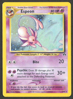 Pokemon TCG: Espeon 1/75 Neo Discovery WoTC Holo Rare with Swirl - Image 1