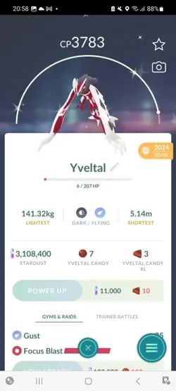 Pokemon Go Legendary Shiny Yveltal ( High CP ) - Image 1