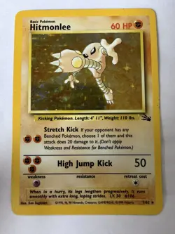 Pokemon TCG Hitmonlee Fossil Holo Rare Card 7/62 MP - Image 1