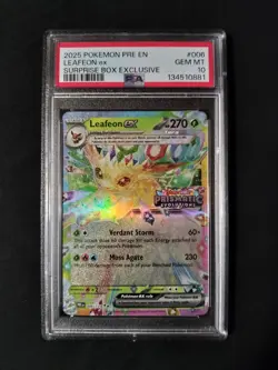 PSA 10 Leafeon ex 006 Stamped Prismatic Evolutions Surprise Box Pokemon Card - Image 1