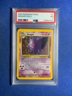 1999 POKEMON FOSSIL UNLIMITED GENGAR 5/62 HOLO RARE PSA 7 - Image 1
