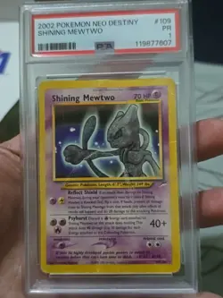 Pokemon TCG Shining Mewtwo Neo Destiny 109 Holo Unlimited Shiny Holo Rare PSA 1 - Image 1