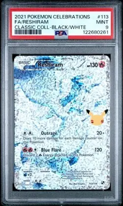 RESHIRAM 113/114 PSA 9 • 2021 Pokemon Holo Classic Coll Celebrations Black/White - Image 1